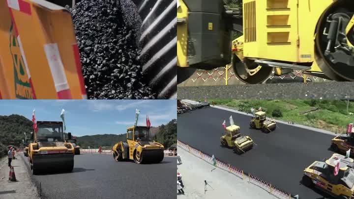 高速公路工程项目建设施工沥青路面铺设铺沥青铺油路柏油马路道路交通